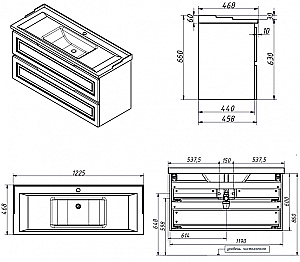 Тумба с раковиной Caprigo Wales 120 цвет на выбор для ванной в интернет-магазине Sanbest
