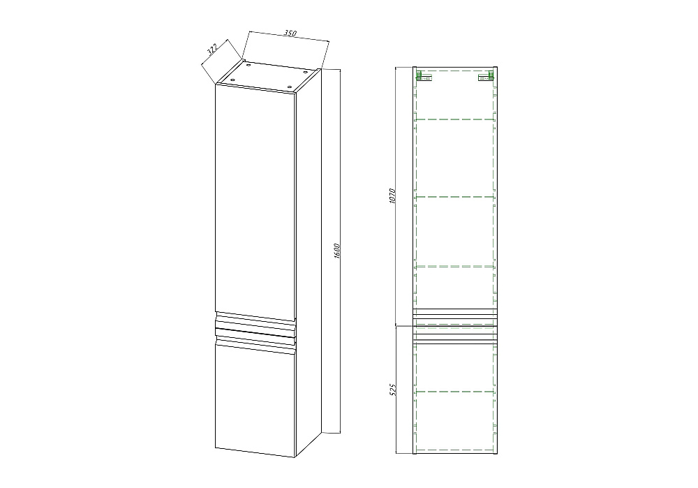 Пенал Aquatek ВЕГА 35 серый туман для ванной в интернет-магазине сантехники Sanbest