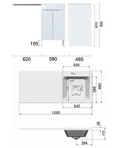 Тумба с раковиной Orange OPTIMA STD-120TUW 120 для ванной в интернет-магазине Sanbest