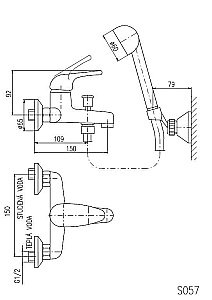 Смеситель для ванны RAV - Slezak SAZAVA SA054.5/2 150 мм купить в интернет-магазине сантехники Sanbest