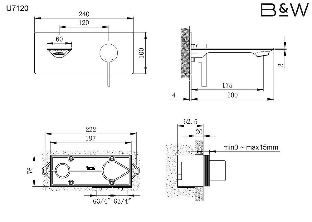 Смесители для раковины Black&White Universe U7120 купить в интернет-магазине сантехники Sanbest