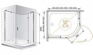 Душевой угол Cezares Bergamo R-1-Arco 90 купить в интернет-магазине Sanbest