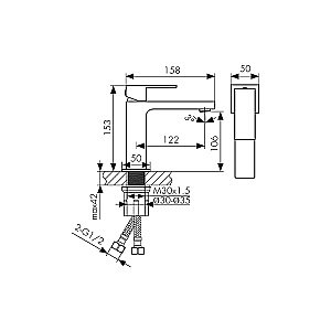 Смеситель для раковины Kaiser Cube 01211-3 золото брашированное купить в интернет-магазине сантехники Sanbest