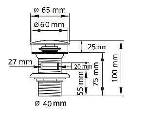 Донный клапан с переливом Ceramalux RD001 купить в интернет-магазине сантехники Sanbest