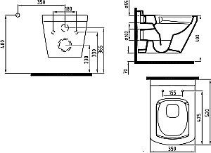 Унитаз Bien Neptun NPKA052N1VP1W5000 белый, с крышкой микролифт, безободковый купить в интернет-магазине Sanbest
