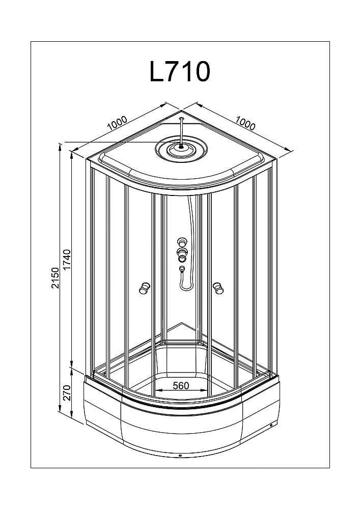 Душевая кабина DTO L 710 100х100 с г/м купить в интернет-магазине Sanbest