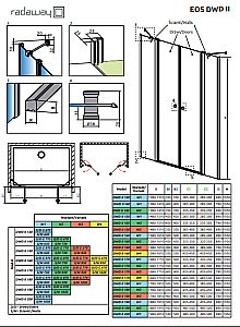 Душевая дверь Radaway Eos DWD II 170 770+930 стекло прозрачное/профиль хром купить в интернет-магазине Sanbest
