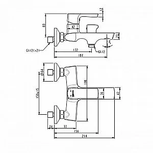 Смеситель для ванны Lemark Ursus LM7214BL Черный купить в интернет-магазине сантехники Sanbest