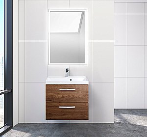 Тумба с раковиной BelBagno Aurora 60 Rovere Tabacco/ручка белая матовая для ванной в интернет-магазине Sanbest