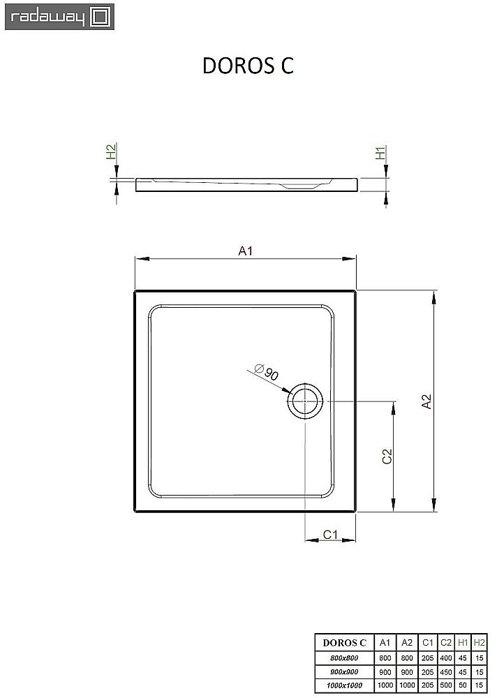 Душевой поддон Radaway Doros C SDRC9090-01 90х90 белый купить в интернет-магазине Sanbest