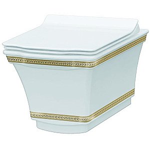 Подвесной унитаз с декором Gold Boheme Hermitage 951-G белый/золото купить в интернет-магазине Sanbest