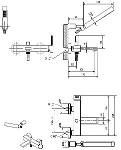 Смеситель для ванны Bugnatese Stone 9302 хром купить в интернет-магазине сантехники Sanbest