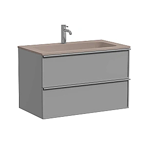 Тумба с раковиной Sancos Velta 80 VL80WG+CN7012MC теплый серый матовая/раковина капучино матовый, с отверстием для ванной в интернет-магазине Sanbest
