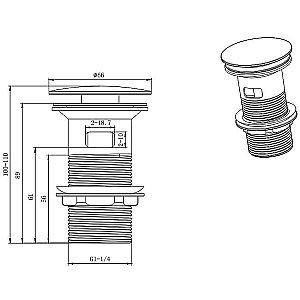 Донный клапан Aquatek AQ6001CR хром купить в интернет-магазине сантехники Sanbest