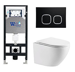 Унитаз с инсталляцией WeltWasser AMBERG 506 + MERZBACH 043 MT-WT + AMBERG RD-BL купить в интернет-магазине Sanbest