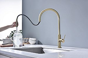 Смеситель для кухни Paulmark Senso Se215180-LG светлое золото купить в интернет-магазине сантехники Sanbest