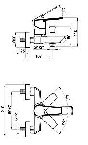 Смеситель для ванны Azario ENZO AZ-15710501 хром купить в интернет-магазине сантехники Sanbest