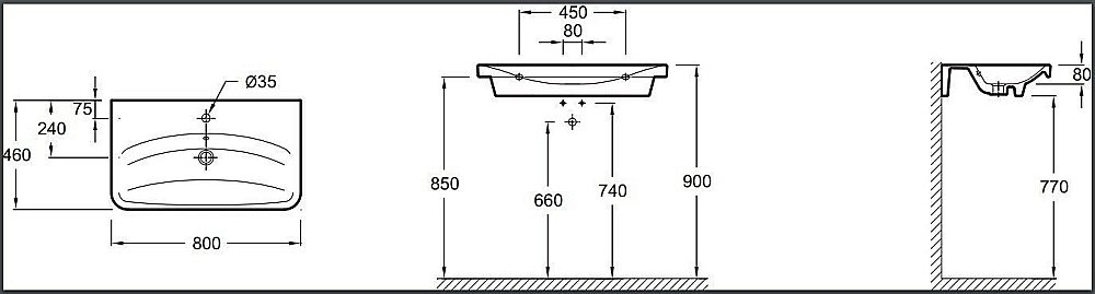 Раковина Jacob Delafon REPLAY 80 E4486-00 белая купить в интернет-магазине Sanbest