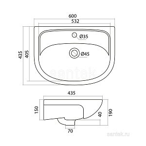 Раковина мебельная Santek Эллада 1WH110198 купить в интернет-магазине Sanbest