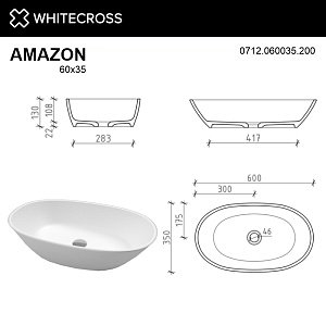 Раковина из искусственного камня WhiteCross AMAZON 60 белая матовая купить в интернет-магазине Sanbest