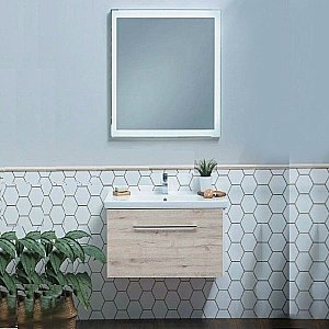 Тумба с раковиной Dreja Big Inn 65 светлое дерево для ванной в интернет-магазине Sanbest