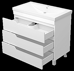 Тумба с раковиной Misty Софт - 90 П-Соф-01090-0113Я белая для ванной в интернет-магазине Sanbest