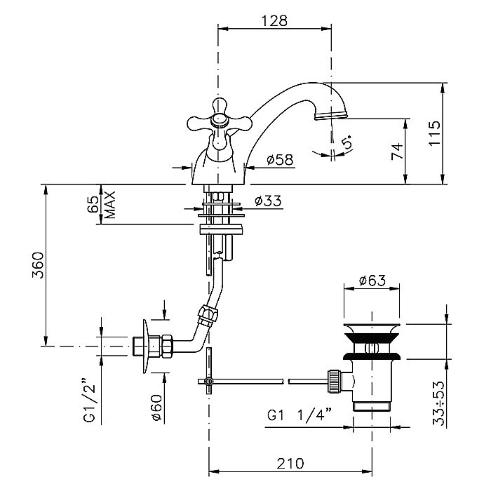 Смеситель для раковины Nicolazzi Nuova Brenta 2532CR хром купить в интернет-магазине сантехники Sanbest