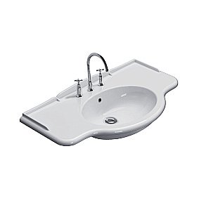 Консоль с раковиной GLOBO Paestum PA075.BI 110 с 3 отверстиями для ванной в интернет-магазине сантехники Sanbest