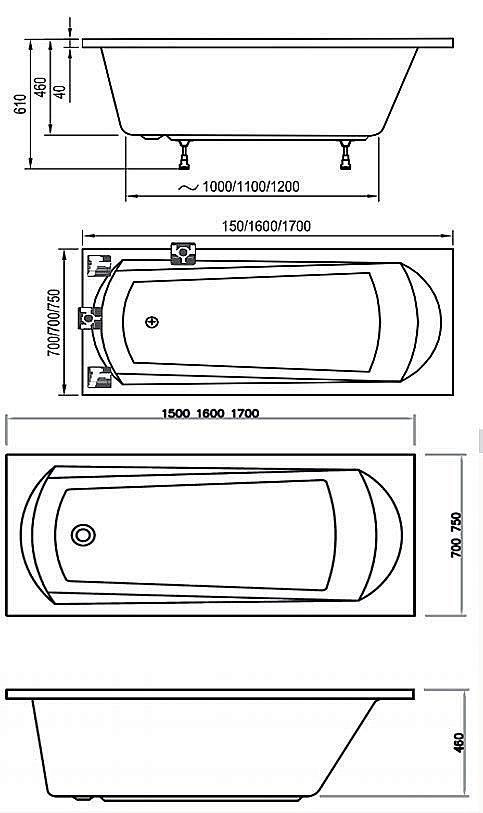 Ванна акриловая Ravak DOMINO C621000000 160х70 купить в интернет-магазине Sanbest