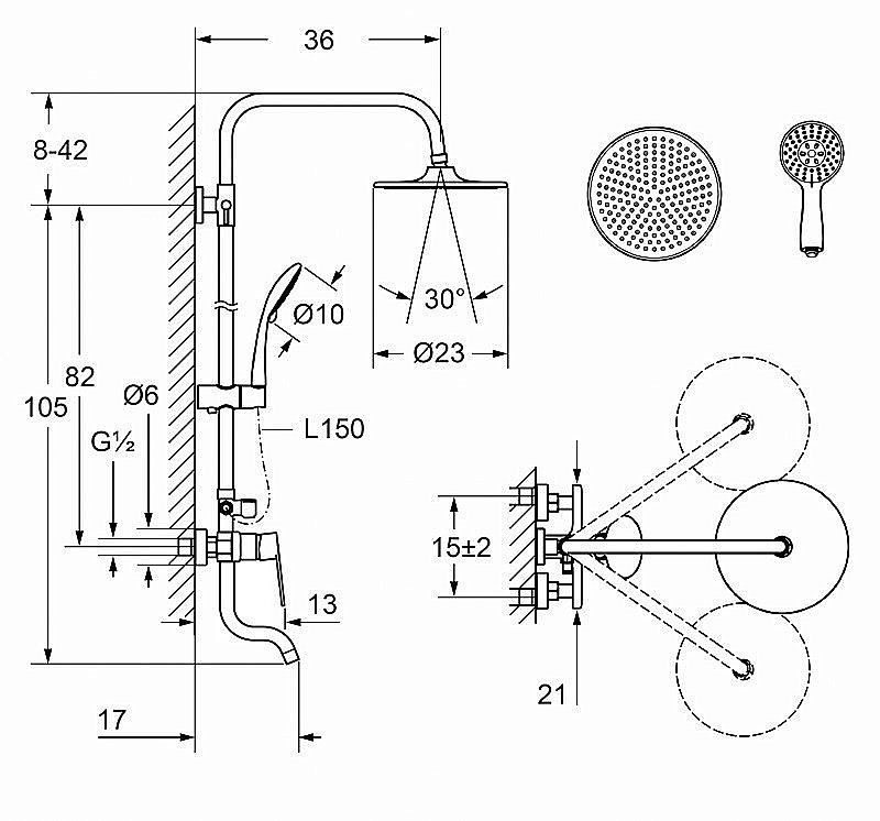 Душевая система Laguraty 17059 купить в интернет-магазине сантехники Sanbest