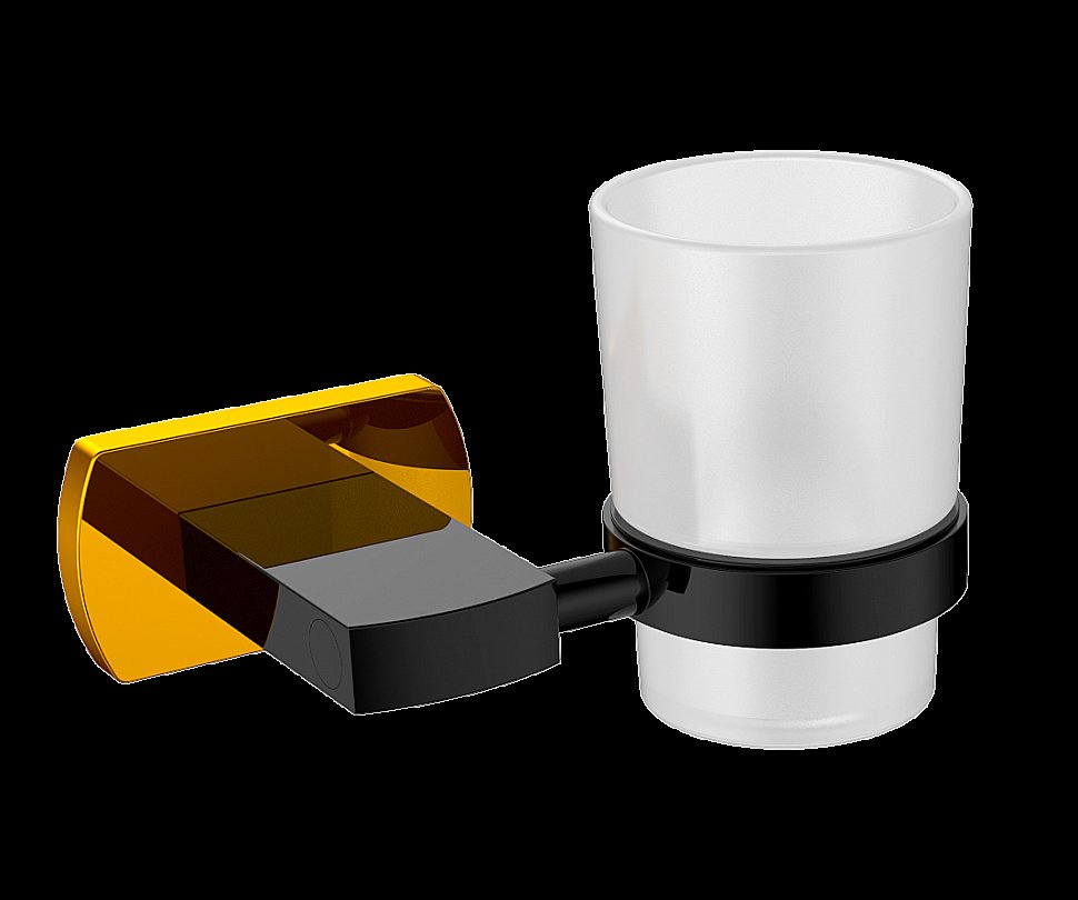 Стакан для зубных щеток CeramaLux Azzuro 95602 черный матовый/золото купить в интернет-магазине сантехники Sanbest