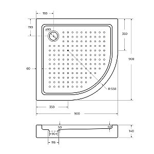 Душевой поддон Cezares Tray A-R 90x90 купить в интернет-магазине Sanbest