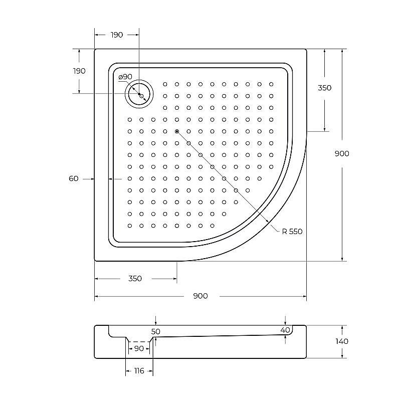 Душевой поддон Cezares Tray A-R 90x90 купить в интернет-магазине Sanbest