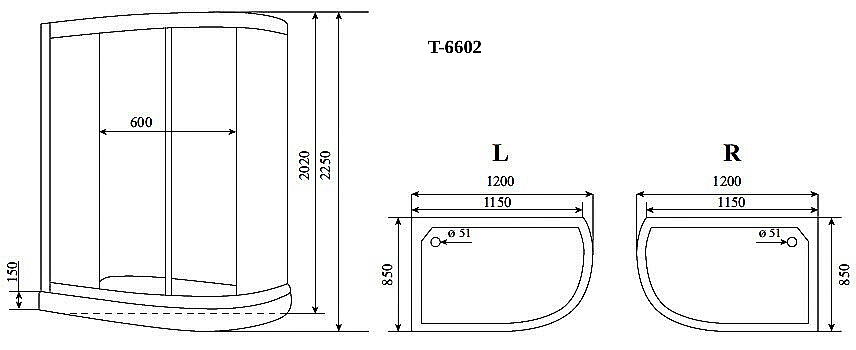 Душевая кабина Timo Standart Т-6602 Silver Fabric120х85 купить в интернет-магазине Sanbest