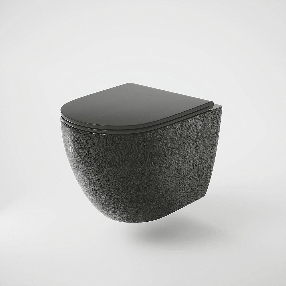 Унитаз подвесной Grossman Color GR-4455BBLS безободковый, с крышкой микролифт, черная кожа купить в интернет-магазине Sanbest