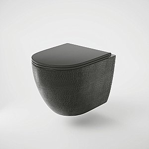 Унитаз подвесной Grossman Color GR-4455BBLS безободковый, с крышкой микролифт, черная кожа купить в интернет-магазине Sanbest