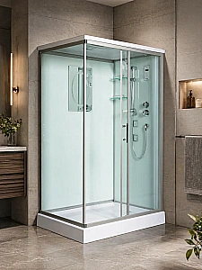 Душевая кабина WeltWasser WW500 LAINE XL 1214 с гидромассажем, профиль матовый хром/стекло прозрачное купить в интернет-магазине Sanbest