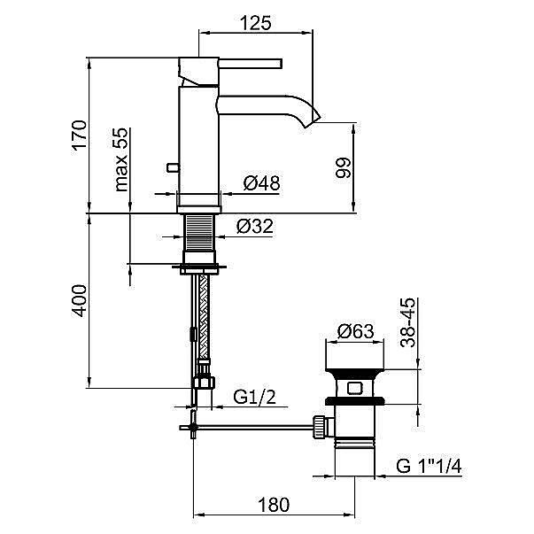 Смеситель для раковины Webert Elio EL830102564 купить в интернет-магазине сантехники Sanbest