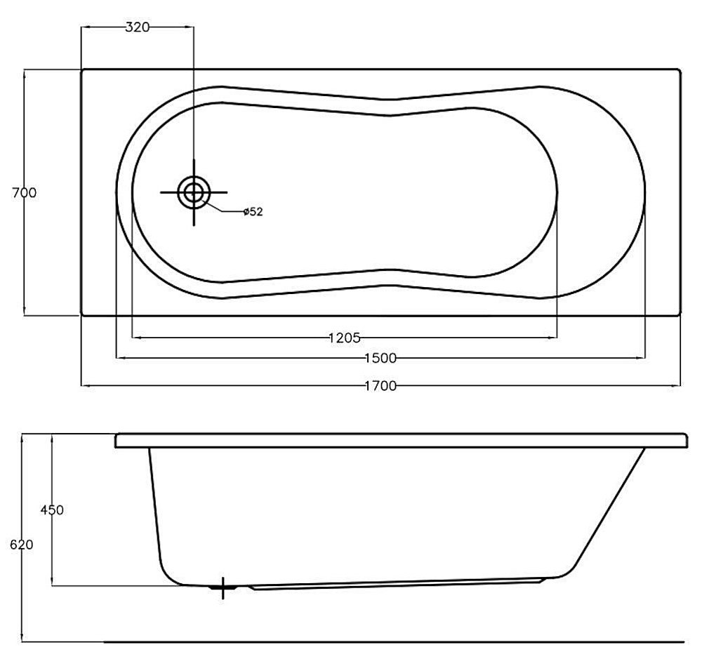 Ванна акриловая Cersanit NIKE 63347 170x70 купить в интернет-магазине Sanbest