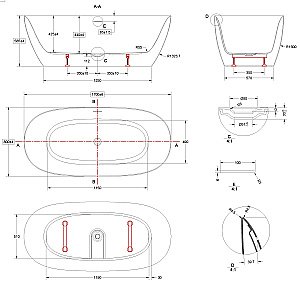 Ванна акриловая Vincea VBT-708-1700 170x80 белый купить в интернет-магазине Sanbest