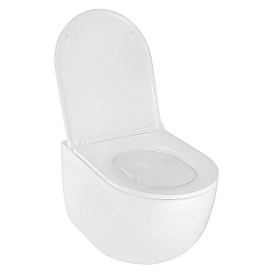 Унитаз подвесной Azario Terso AZ-092E-UQ3 белый, безободковый, с крышкой микролифт, слив торнадо купить в интернет-магазине Sanbest