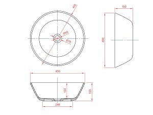 Раковина накладная Montebianco PIEMONT 12043 белая матовая купить в интернет-магазине Sanbest