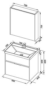 Тумба с раковиной Aquanet Латина 70 с ящиками для ванной в интернет-магазине Sanbest