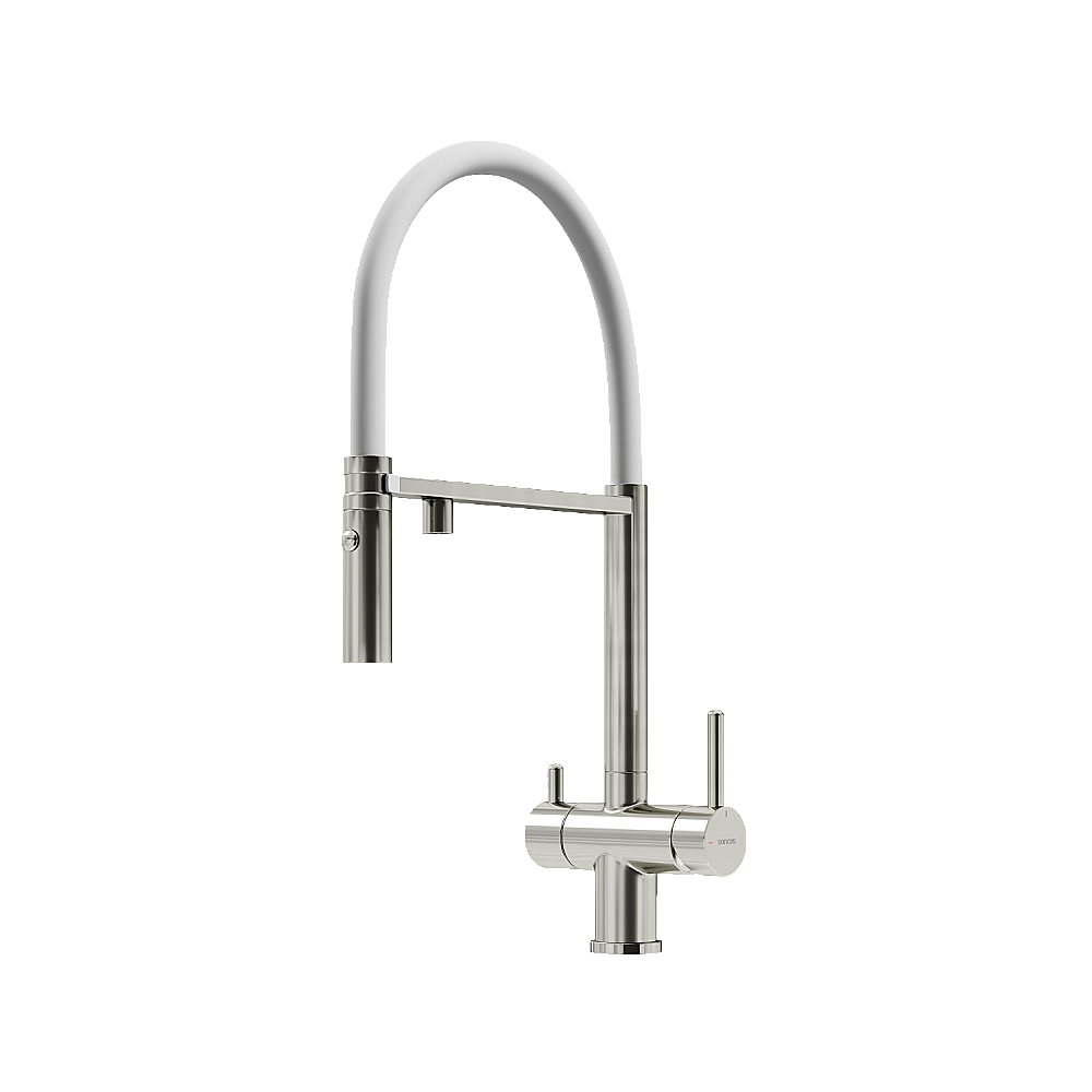 Смеситель для кухни Sancos Imola SC4010BNwh брашированный никель/белый купить в интернет-магазине сантехники Sanbest
