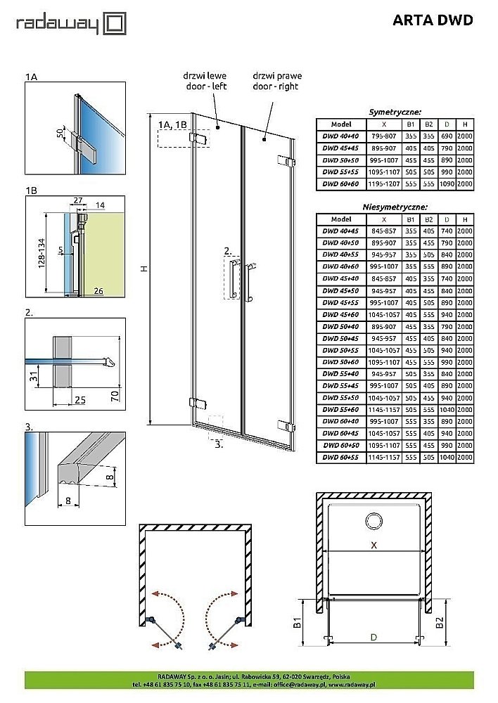 Душевая дверь Radaway Arta DWD 100 купить в интернет-магазине Sanbest