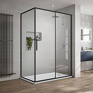 Душевой уголок Vincea Slim-U VSR-2SU9012CLB 90x120 стекло прозрачное/профиль черный купить в интернет-магазине Sanbest