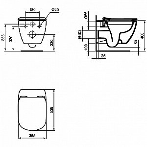 Унитаз подвесной Ideal Standard Tesi T355101 белый, безободковый, с крышкой микролифт купить в интернет-магазине Sanbest