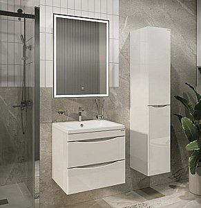 Тумба с раковиной подвесная Grossman Виста 58 с 2-я ящ, белый глянец для ванной в интернет-магазине Sanbest