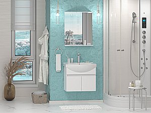 Тумба с раковиной Misty Монро - 65 Э-Мнр01065-011Пр белая для ванной в интернет-магазине Sanbest