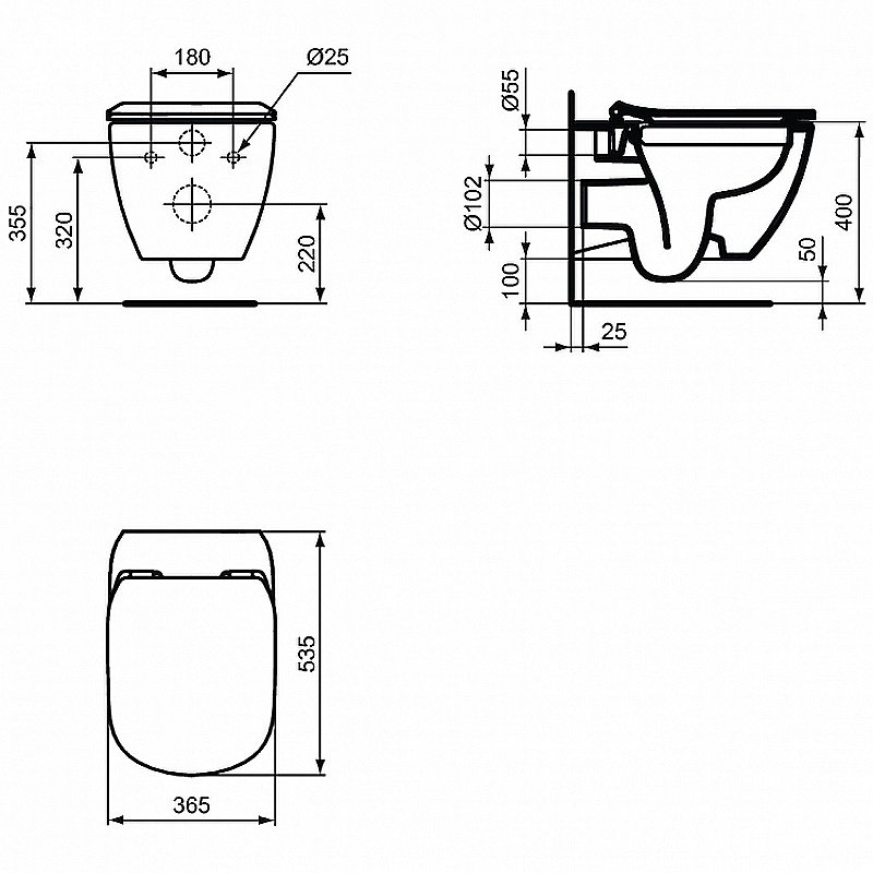 Унитаз подвесной Ideal Standard Tesi T355101 белый, безободковый, с крышкой микролифт купить в интернет-магазине Sanbest